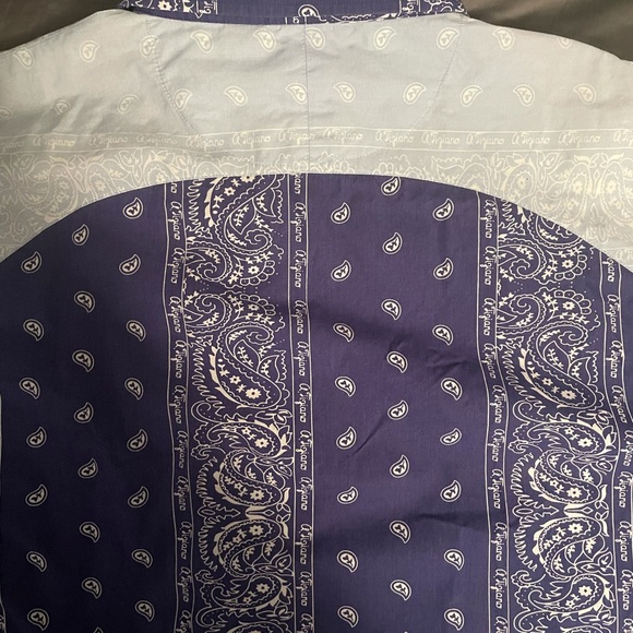 Men’s 3x A. Tiziano blue bandana button up shirt - Picture 4 of 4